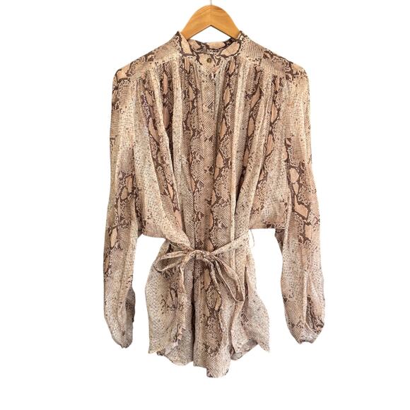 Zimmermann Bellitude Ramie Batwing Sleeve Blouse Snake-Print - Picture 5 of 11
